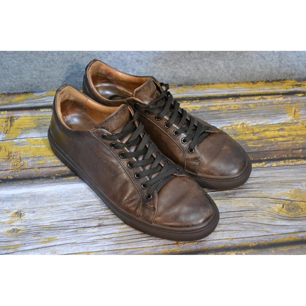 Thursday Everyday Shoes Mens 9.5 Brown Leather Casual Lace Up Sneakers Handmade